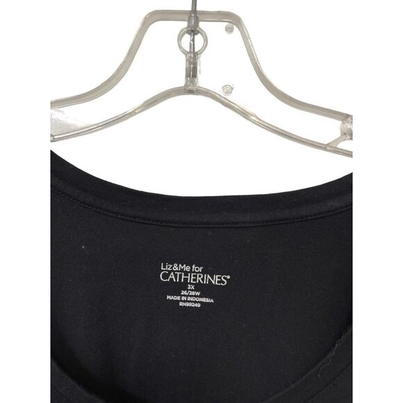 Liz & Me Catherines Knit Blouse 3X 26/28W Silver Rhinestone Studs Long Sleeves - Picture 2 of 8